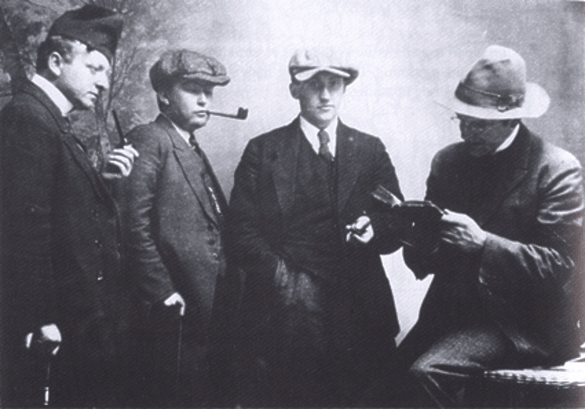 The big four of Faroese literature. From left to right: Janus Djurhuus, Jørgen-Frantz Jacobsen, William Heinesen and Hans Andreas Djurhuus, 1924